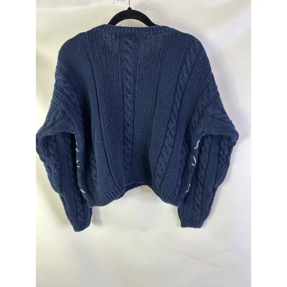 Vintage 90s Streetwear Grunge Cardigan Sweater Paisley Cable Knit Cropped - Picture 8 of 8